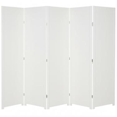 Imagem de Biombo Liso Sanfonado Com Dobradiça Fechado Pintado Divisor De Ambiente Preto ou Branco Jt Home (BRANCO, 5 FOLHAS DE BIOMBO)