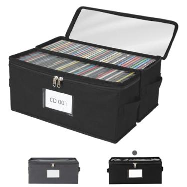Imagem de ComfortKeeper Pacote com 2 caixas de armazenamento de CD de tecido com tampa de PVC transparente, comporta 35 capas de CD padrão, fecho de zíper para proteção contra poeira, organizador de CD portátil