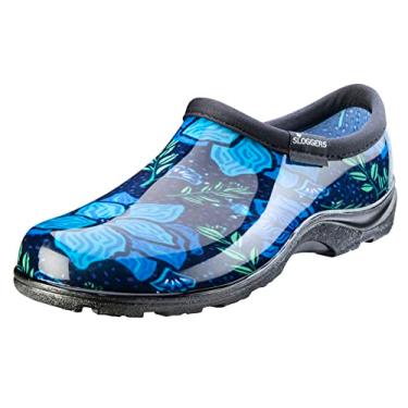 Imagem de Sloggers Sapato feminino original à prova d'água para chuva e jardim – Tamanco de jardim sem cadarço para uso externo – Feito nos EUA com palmilha de conforto premium e suporte de arco, Estampa