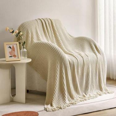 Imagem de Cobertor Blagic tricotado para sofá 50x60cm bege