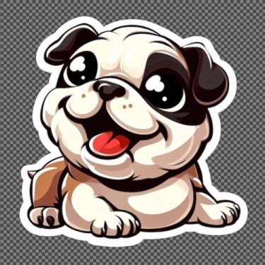 Imagem de Adesivo de Parede Infantil Animais Kawaii Buldogue Majesty Decorativo para Quarto e Caderno 50x50cm