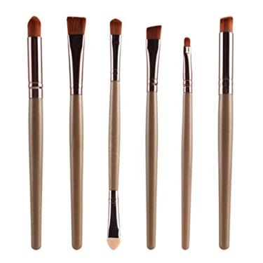 Imagem de Kit de pincéis de maquiagem de sombra sintética macia para delineador de olhos - Conjunto profissional para mistura de líquidos e pó - para viagens - presente para ela - Versátil - Café dourado