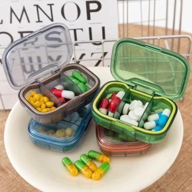 Imagem de 1 mini caixa de medicamentos selada à prova de umidade com 3 compartimentos – organizador de dosagem diária portátil para manhã, meio-dia e noite, estojo de comprimidos adequado para viagens para