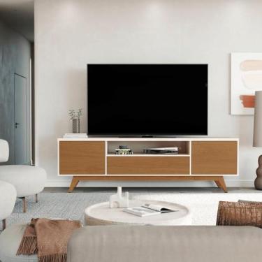 Imagem de Rack Para Tv 75 Polegadas Sala de Estar Nature - Mais de Casa, Off Whi