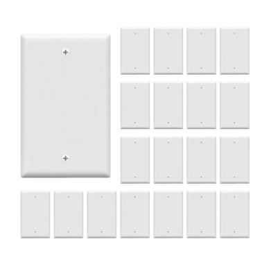 Imagem de ChaosssCo Placa de parede única em branco de 1 gangue para capa de interruptor de tomada e decorativa, branca (pacote com 20)