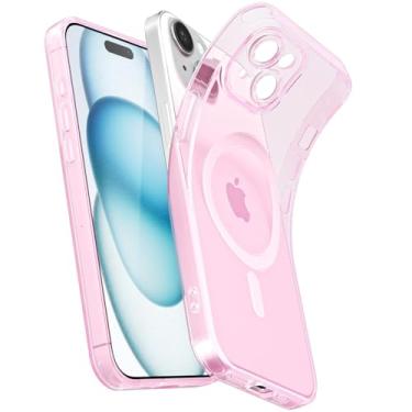 Imagem de Svanove Capa magnética transparente para iPhone 15 Plus, compatível com Magsafe Slim Thin Transparent Mag Safe Case para mulheres e meninas, capa de segurança de borracha de silicone macia fofa com