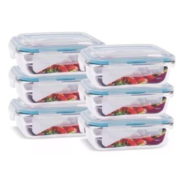 Imagem de 6 Potes Vidro Retangular 640Ml Hermético Quality House