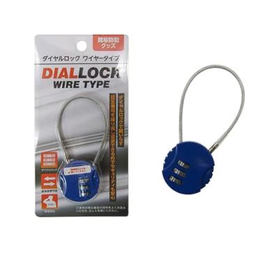 Imagem de Cadeado de combinação de cabo de arame – cadeado azul com mostrador de viagem de 3 dígitos para mochila, armário de academia, mala, segurança anti-roubo, corpo de liga de zinco