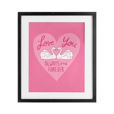 Imagem de Stupell Industries Always & Forever Swans Impressão emoldurada preta sob vidro, design de Juliet Meeks, 16 x 13