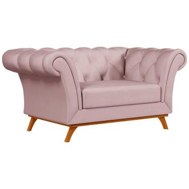 Imagem de Sofá 150cm 2 Lugares Base Madeira Império C-305 Veludo Rosê - Domi