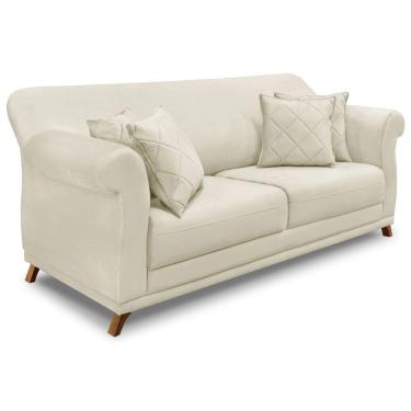 Imagem de Sofá 2 Lugares 1,80m Veludo Bege Pés Castanho