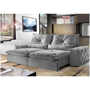 Imagem de Sofá 5 Lugares Retrátil 2,90m Fusion Veludo Cinza Profundo Móveis Mix Cinza Profundo