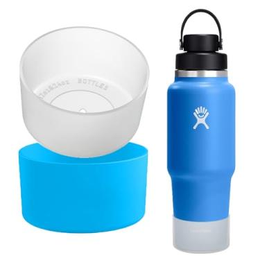 Imagem de OAWEEN 2 peças de bota de silicone para copo de viagem Hydro Flask 1,134 g 947 g capa protetora anti-arranhões para garrafa Hydroflask diâmetro inferior de 7 cm a 8,15 cm capa transparente
