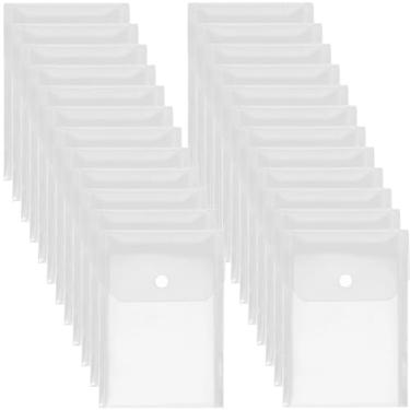 Imagem de 50 envelopes de arquivo de plástico A5 transparentes, organizadores de documentos PP com fecho de botão, à prova d'água para escritório, escola, casa