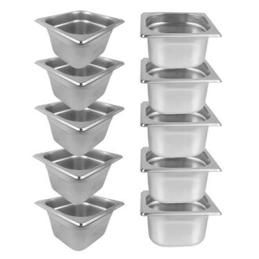 Imagem de Kit 10 Cuba Gastronômica Gn 1/6 100mm Inox Rechau Grande Top - Tribosh