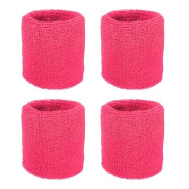 Imagem de YELARXI Pulseiras de suor, pulseiras para esportes de suor 7,6 x 7,6 cm e pacote com 4 e vermelho rosa claro - adequado para (tênis/basquetebol/futebol/corrida/malhar/homens e mulheres)