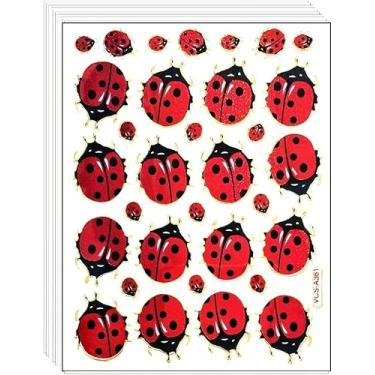 Imagem de Stickers Glitter Pack 10 Sheets Cute Red Ladybug Insect Art 3D Cartoon Ladybugs Stickers Craft for Kids Birthday Party Game Activities Decorations DIY Bag Scrap Book Album Card Diary