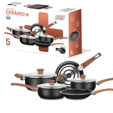 Imagem de Conjunto Panelas Antiaderente Ceramic Black Tvt 5 Peças Mta
