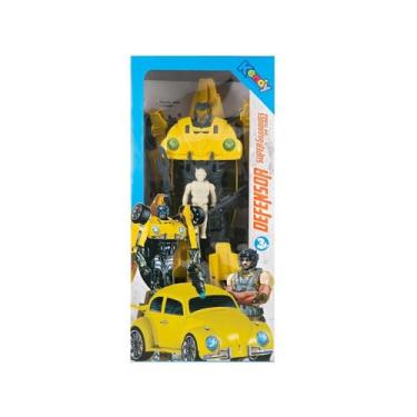 Imagem de Carro Robô Transformável, Brinquedo em Polipropileno, Amarelo e Preto, com Adesivos e Figura, para Crianças Acima de 3 Anos