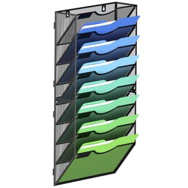 Imagem de Kuntine.B Organizador de arquivos de parede para escritório, suporte de revista, organizador de arquivos de parede para escritório, casa (preto, 8 camadas)