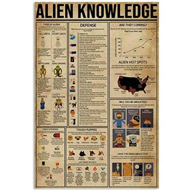 Imagem de Placa de metal Alien Knowledge para decoração de parede de cafeteria 30 x 40 cm bar retrô placa de estanho