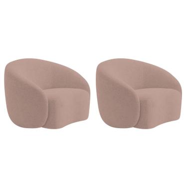 Imagem de Kit 02 Poltronas Orgânica Luxo Recepção Amore Linho Rosê