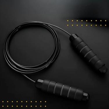 Imagem de Corda de Pular Profissional Ajustável, Cabo de Aço, Alta Performance, Ideal para Crossfit e Double Under, 3 Metros, Preta