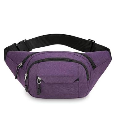 Imagem de Pochetes femininas transversais bolsa tiracolo bolsa tiracolo bolsa de peito unissex para viagem, caminhada, corrida, roxo