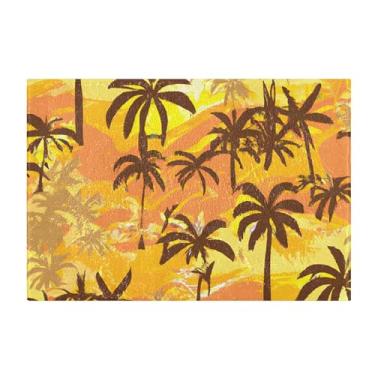 Imagem de Burbuja Tapete de banho abstrato havaiano, tapete de banheiro absorvente extra macio com suporte antiderrapante para banheiro, banheira, chuveiro, 41 x 61 cm