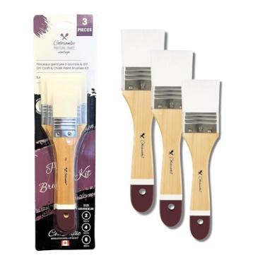 Imagem de Colorantic | Conjunto de 3 pincéis de seda branca (35 mm, 50 mm, 65 mm) | Pincéis de tinta de giz reutilizáveis | Aplicação suave e uniforme | Ferramentas laváveis duráveis para móveis e projetos de