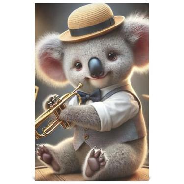 Imagem de Joisal Toalha de chá fofa de mão doce trompete de coala swing, panos de prato decorativos para panos de limpeza de cozinha, reutilizáveis, absorventes 45 x 71 cm, pacote com 6