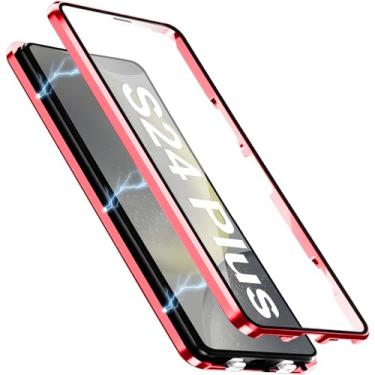 Imagem de [Material de metal] Capa para Samsung Galaxy S24 Plus, capa de celular externa com proteção contra quedas de grau militar com tela de vidro integrada e protetor de lente da câmera, capa de metal para