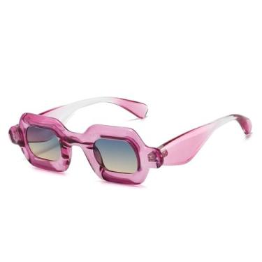 Imagem de Óculos de Sol UV400 - Armação Degradê em Cores Vibrantes Estilo Punk para Homens e Mulheres, Ideal para Esportes ao Ar Livre, Corrida e Ciclismo, Rosa