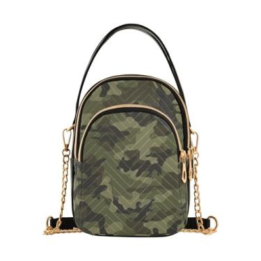 Imagem de Joisal Bolsas pequenas transversais para mulheres, mini bolsa de ombro antirroubo, bolsa tiracolo feminina, Padrão de camuflagem militar verde, 15*21*8cm