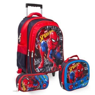 Imagem de Kit Mochila Infantil Escolar Spider Man Rodinha Lançamento - TOYS 2U
