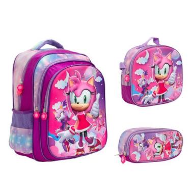 Imagem de Kit Bolsa Mochila Escolar Juvenil Amy Rose Toys 2U Passeio