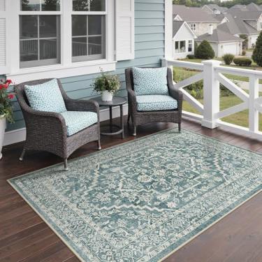 Imagem de GENIMO Tapete para área externa e interna, 2,5 m x 25,4 cm, impermeável, não cai, fácil de limpar, tapete de porta frontal boho para pátio, entrada, varanda, sala de estar, quarto, banheiro, tapete