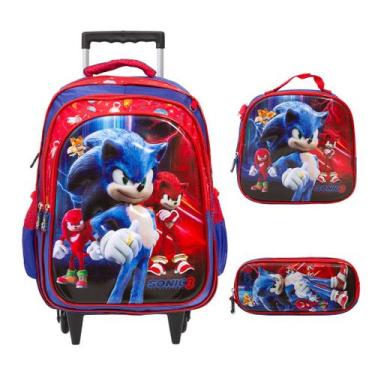 Imagem de Kit Mochila Masculina De Rodinha Sonic Grande Envio 24 Hrs - TOYS 2U