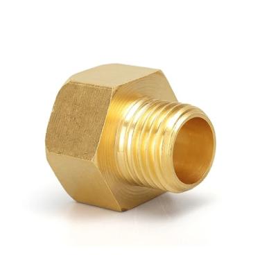 Imagem de ROUPWKWO Conector rápido de tubo hexagonal de latão rosca interna para rosca externa M14 1/8 1/4 3/8 1/2 3/4 conector de cobre de conversão (KNF-2.5 cm)