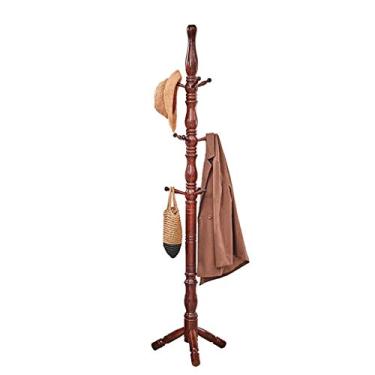 Imagem de Cabide de madeira maciça simples para uso doméstico com três pernas (46 x 183 cm)