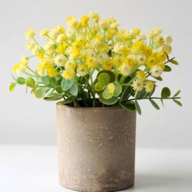 Imagem de 3 peças de flores artificiais coloridas de Gypsophila simulação céu completo ramo de flores de estrela DIY grinalda floral decoração de casa (amarelo - 3 peças)