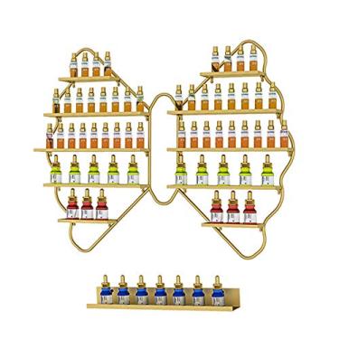 Imagem de Prateleiras de armazenamento de esmalte de parede de metal para salão de unhas, prateleira de esmalte de metal, prateleira de óleo essencial, varejo comercial, cosméticos, perfume, esmalte, batom