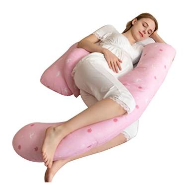 Imagem de Travesseiros de gravidez para dormir removível em forma de H travesseiro de corpo inteiro almofadas de maternidade para dormir travesseiro corporal de gravidez com capa de algodão D (C)