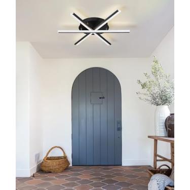 Imagem de Luminária de teto LED linear moderna, dimerizável de 3000 a 6000K, luminária pendente de embutir preta, luminárias de teto douradas, para quartos, cozinhas, salas de jantar e áreas de serviç