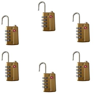 Imagem de Arkali Cadeado aprovado pela TSA, pacote com 6, combinação de bagagem, corpo de liga de zinco resistente com código de 4 dígitos, cadeado de viagem para bagagem, caixa de ferramentas, mochilas e malas