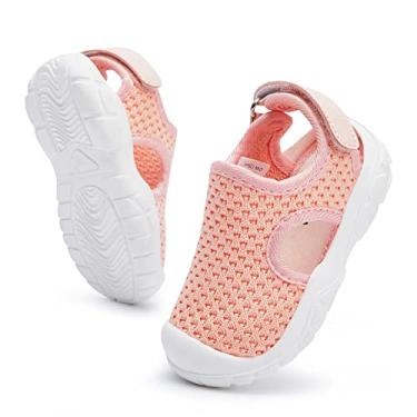 Imagem de BMCiTYBM Sandálias Fechadas Para Bebês Meninos E Meninas, Sapatos De Verão Antiderrapantes Para Primeiros Passos, Tênis Rosa Para 6, 9, 12, 18 E 24 Meses, Tamanho 12 A 18 Meses