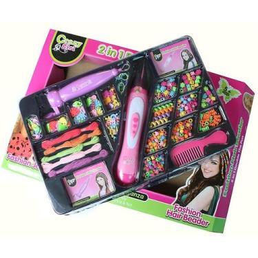 Imagem de Kit de tecido e miçangas para cabelo de brinquedo - Gloome Store