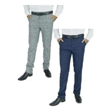 Imagem de Kit 2 Calça Social Masculina Alfaiataria Mescla Amil 1790, Kit 02, Chu