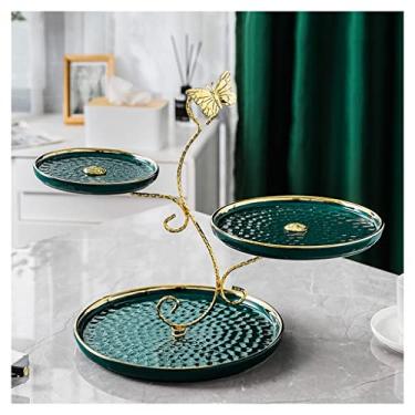 Imagem de Cesta de frutas de 3 camadas para balcão, suporte de tigela de frutas de cerâmica, cesta separável para frutas, legumes, lanches, suporte organizador de frutas, bandejas de frutas para festas