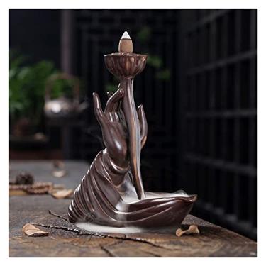 Imagem de U5GAAALPPQ9 Queimador de incenso de bergamota de cerâmica tubo de incenso zen aromaterapia artesanato de decoração de casa (cor: E, tamanho (D